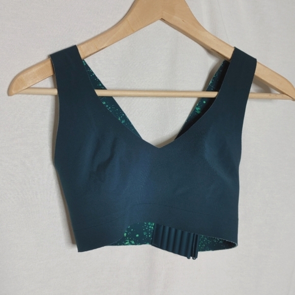 Athleta Reversible Crossover Sport Bra Oceanic Teal Stardust‎ Blue Green Small - Picture 3 of 6